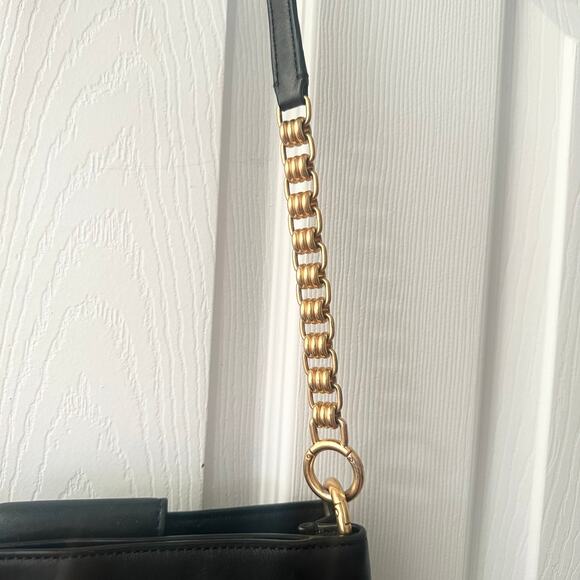 Tory Burch Lily Black Leather Slim Multi Pocket Gold Chainlink Crossbody Handbag - Picture 5 of 11